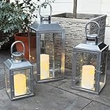 3er Set Gartenlaterne Windlicht Laterne Laternen Metalllaterne Set Dekoration...