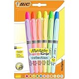 BIC Highlighter Grip Textmarker mit abgeschrägter Spitze, verstellbar, Farben...