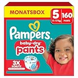Pampers Baby-Dry Pants Größe 5, 160 Windeln, 11kg-17kg, 360° Passform hilft,...