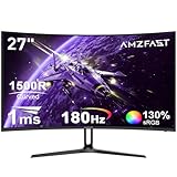 Amzfast 27 Zoll Curved Gaming Monitor - 180Hz, FHD(1920x1080), VA 1500R, 1ms...