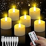 daphomeu Wiederaufladbare LED Teelichter mit Timerfunktion 6 Stück, Flammenlose...