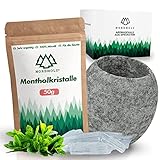 NORDHOLZ® Mentholkristalle Sauna 50g + Sauna Aromaschale aus Speckstein - Sauna...