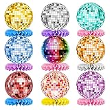 Discokugel Bienenwabe Deko, 9 Stück Disco Deko Tischaufsätze Discotisch...