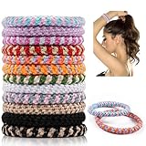 Haargummi, 12 Stück Haargummis Damen, Elastisch Zopfgummi, Stylisch...