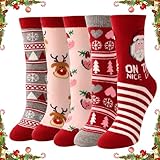 Scinzene 5 Paar Weihnachtssocken Damen, Lustige Kuschelsocken Weihnachten,...