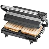 Bestron elektrischer Kontaktgrill mit Auffangschale, Sandwichmaker mit...