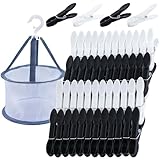 KEYBOO Wäscheklammern mit Korb, 48 Stück Wäscheklammer Kunststoff Stabil,...