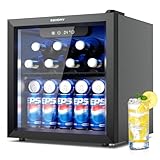 EUHOMY Getränkekühlschrank, Mini Kühlschrank mit Glastür, Bierkühler,...