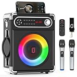 JAUYXIAN Karaoke Maschine mit 2 Mikrofones, Bluetooth Lautsprecher,...