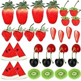 MWOOT 32 Stück Künstliches Obst Dekoration, Kunststoff Erdbeeren Kirschen...