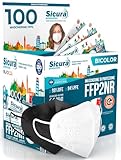 100 FFP2 Maske Schwarz und Weiß (50+50) Made in Italy SICURA BFE ≥99% 100...