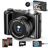 Digitalkamera 4K Fotokamera Autofocus Digitalkamera mit Dual-Kameras, 16X Zoom,...