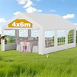 Pavillon 4x6m Winterfest – Wasserdichtes & stabiles Gartenzelt mit Fenstern,...