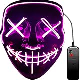 Retoo Halloween LED Maske Mit 3 Beleuchtungsmodi, Scary Neon Purge Im Dunkeln...