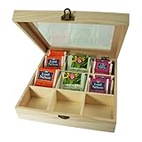 Incutex Aufbewahrungsbox aus Holz, Teebeutelbox, Teekiste, Teebox, Teedose Holz...