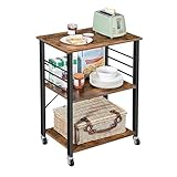 Relaxdays Küchenwagen, 3 Ebenen, mit 6 Haken, Metall, Rollwagen Küche,...