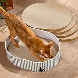 Conlun Kratzbrett Katze, Kratzbox mit 4 Katzen Kratzpappe,Wendbare...