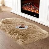 JXLOULAN Faux Lammfell Schaffell Fell Teppich Hellbraun 50x80 cm, Flauschiger...