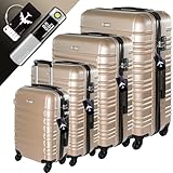 Devillo® Hartschalenkofferset 4tlg. S-M-L-XL Champagner – Trolley Koffer Set...