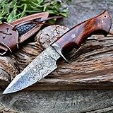 BIGCAT ROAR 25.4 cm Handgefertigtes Damaskus-Jagdmesser mit Lederscheide - Ideal...