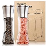 Salz und pfeffermühle 2er Set, Hochwertigem Glas & Edelstahl Gewürzmühle und...