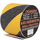 CHUANGSEED Schwarz&Gelb Anti-Rutsch-Klebeband 10cm x 10,6m High Grip...