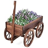 DREAMADE Blumenwagen Pflanzkarre aus Anti-Korrosions Holz, Blumenschubkarre mit...