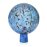 Lauschaer Glas Gartenkugel Rosenkugel aus Glas mit Granulat aquablau h 15 cm, d...