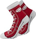 normani 4 Paar Baumwoll Socken im Schuh - Design Farbe Rot Größe 39/42