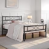 Yaheetech Metallbett 90 x 200 cm Bettrahmen mit Hohem Kopfteil Gästebett mit...