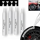 PROFI-SET 4x Reifenmarkierungsstift Weiß - Ölbasierter Reifenstift für Auto &...