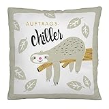 H:)PPY life Plüschkissen Motiv 'Faultier' | Zierkissen, 25 cm x 25 cm, 100%...