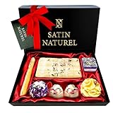 Satin Naturel 7 Luxuriöse BIO Badebomben Vegan für 14 Bäder - Geschenk für...