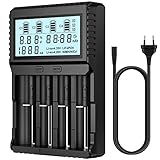 POWXS Universal Batterie Ladegerät, 18650 Akku Ladegerät mit Testfunktionen,...