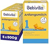 Bebivita 1 Anfangsmilch (5 x 500g), von Geburt an, angenehm sämig & gut...