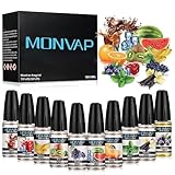 Aroma für Verdampfer, MONVAP 10ml * 10 Pack, Glycerin + Propylenglykol, Fertig...