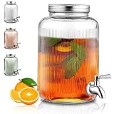 Bergländer Getränkespender aus Glas, Kühlschrank, 4L Getränkespender mit...