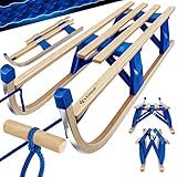 KESSER® Holzschlitten Premium Schlitten faltbar Kinder Faltschlitten bis 120Kg...
