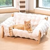 CheerPals Erhöhtes Katzenbett aus Buchenholz, 70x47cm Großes Katzensofa,...