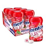 Mentos Kaugummi Pure Fresh Erdbeere, 6 Boxen zuckerfreie Chewing Gum Dragees mit...
