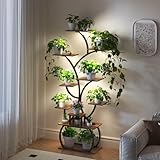 Bonnlo Blumenständer Pflanzenständer mit Licht, 10-stöckiges Pflanzenregal...