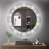 Badezimmer Spiegel mit Beleuchtung, LED Rund, Badezimmerspiegel Touch-Schalter,...