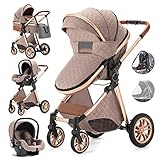 Gcarebb Kinderwagen 3 in 1, Kinderwagen Buggy Mit Auto Babyschale, Mit Einem...