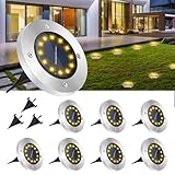 GREPRO Garten Solarleuchten für Außen 8 Stück, 12 LEDS Solar Bodenleuchten...