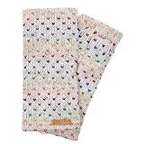McRon Damen Gestrickte Pulswärmer Stulpen Modell Ines regenbogen Naturhellgrau...