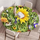 Highdi Tischdecke Abwaschbar Rund 70cm,Elastisch 3D Sonnenblume Tischdecke...