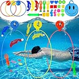 POWZOO 27PCS Tauchspielzeug für Kinder,Tauchringe für Kinder,Pool Spielzeug ab...