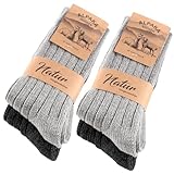 SockWaddles 4 Paar Alpaka Socken für Herren Damen, Atmungsative Thermosocken...