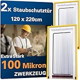 2 Stück ZWERKZEUG® 2x Staubschutztüren mit Reißverschluss 𝟏,𝟐𝟎 𝐱...