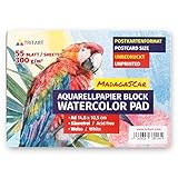 Tritart 55x A6 Aquarellpapier 300g/m² - 55 Seiten Aquarell Papier - Din A6...